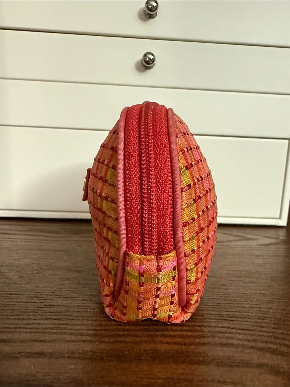 Lilly Thompson Orange & Pink Woven Mini Pouch/Case; Like New!